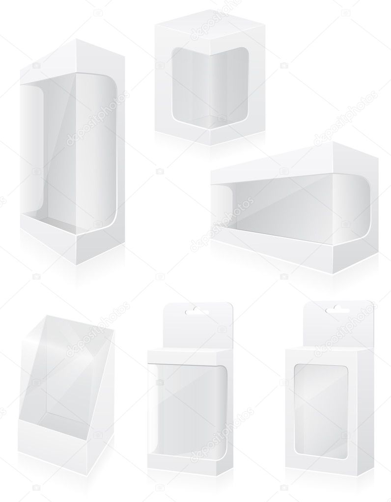 transparent packing box set icons vector illustration