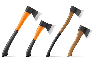 tool axe with wooden and plastic handle vector illustration clipart