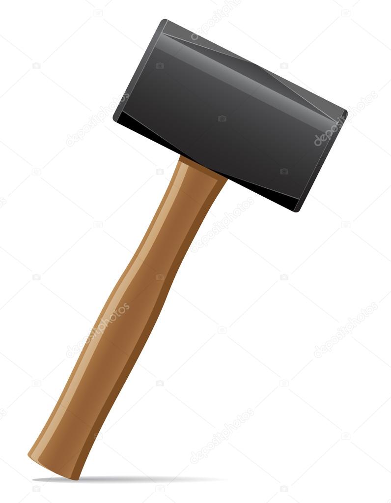 tool hammer with wooden handle vector illustration