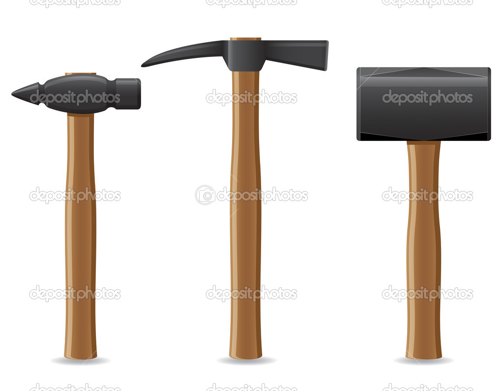 tool hammer with wooden handle vector illustration