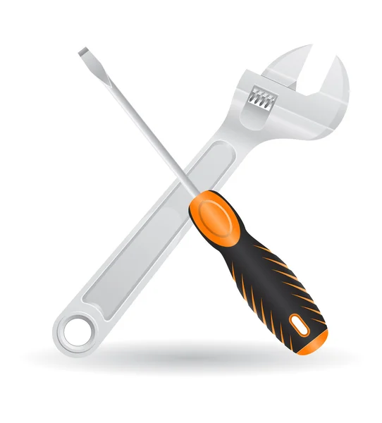 Werkzeuge Schraubenzieher und Schraubenschlüssel Symbole Vektor Illustration — Stockvektor