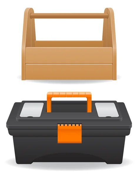 Wooden and plastic tool box vector illustration — Stockvector
