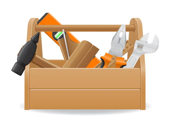 Caja de herramientas de madera vector ilustración — Vector de stock