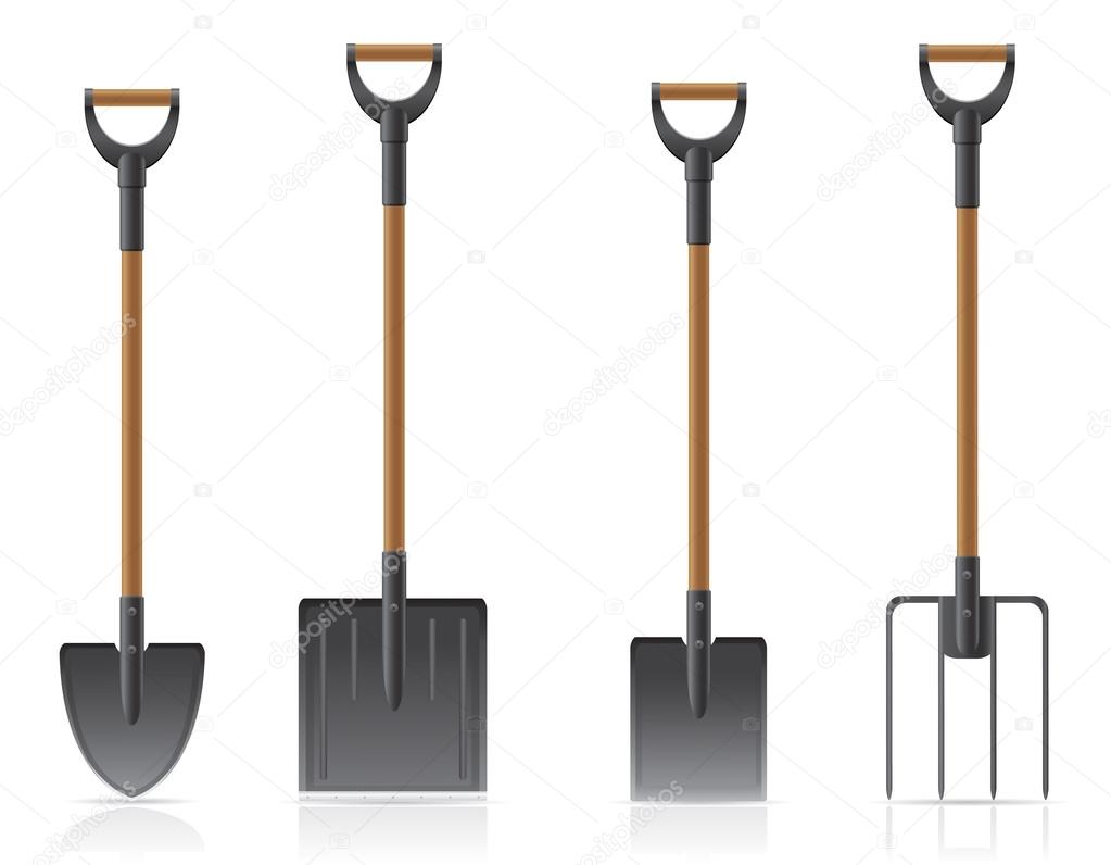 garden tool shovel and pitchfork vector illustration