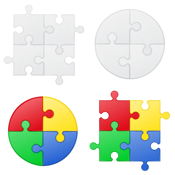 Puzzle set ikony vektorové ilustrace — Stockový vektor