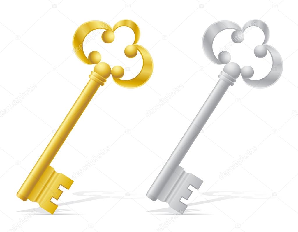 Old retro keys door lock vector illustration