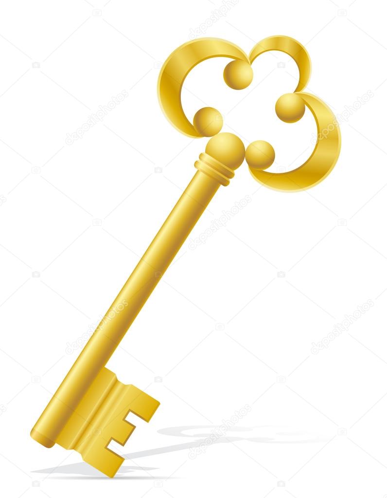 old retro key door lock vector illustration