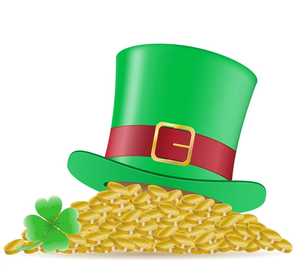 Hat clover and coins St. Patricks day vector illustration — Stock Vector