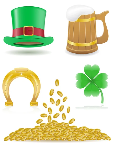 Establecer iconos San Patricks día vector ilustración — Vector de stock