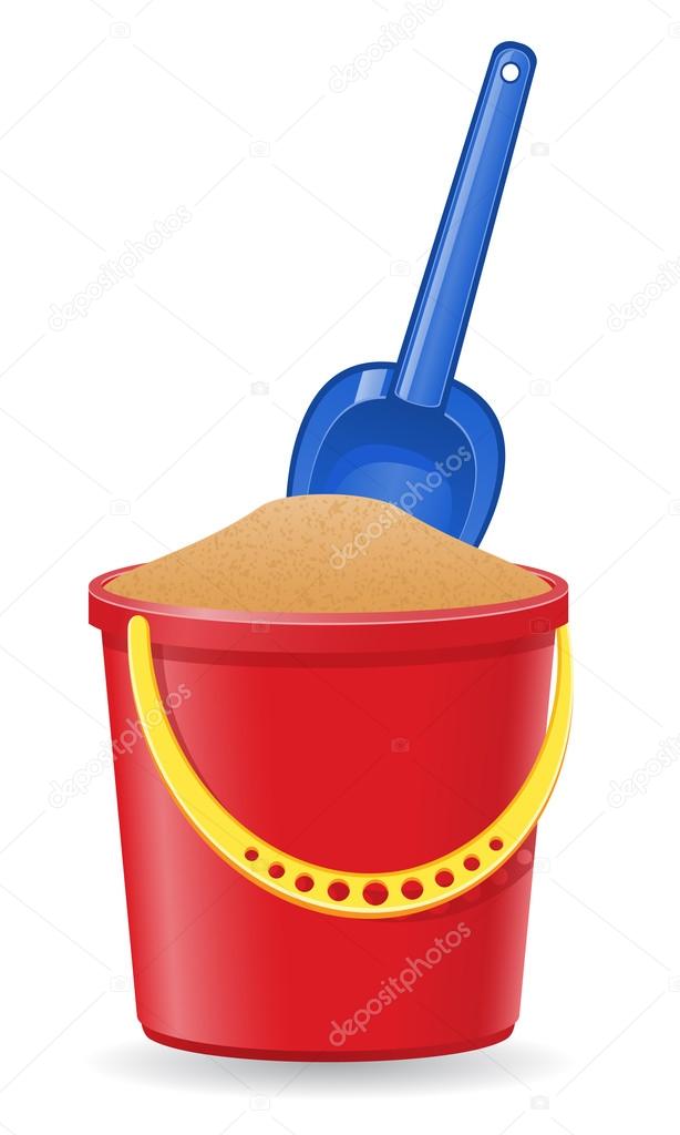 Plastic bucket and shovel vector illustration Stock Vector Image by