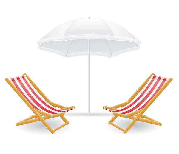 Silla de playa y parasol vector ilustración — Vector de stock