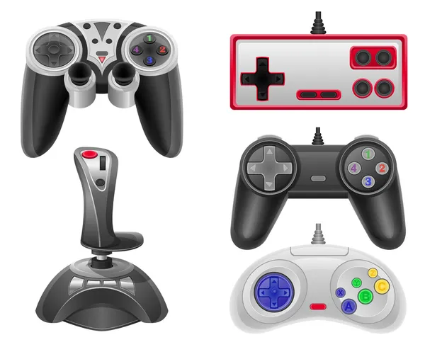 Set iconos joysticks para consolas de juegos vector ilustración EPS — Archivo Imágenes Vectoriales