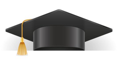 Üniversite ve akademi mezunu şapka vektör çizimi beyaz arka planda izole edildi