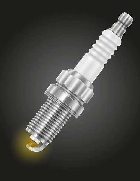 Automotive Spark Plug Vector Illustration Isolated Black Background — Stock Vector