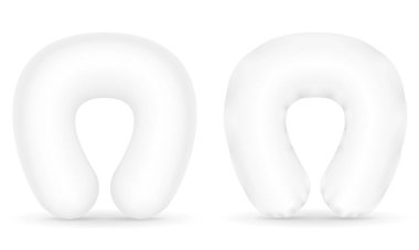 beyaz arkaplanda izole edilmiş taşıyıcı illüstrasyon için seyahat sırasında uyumak üzere yastıklar