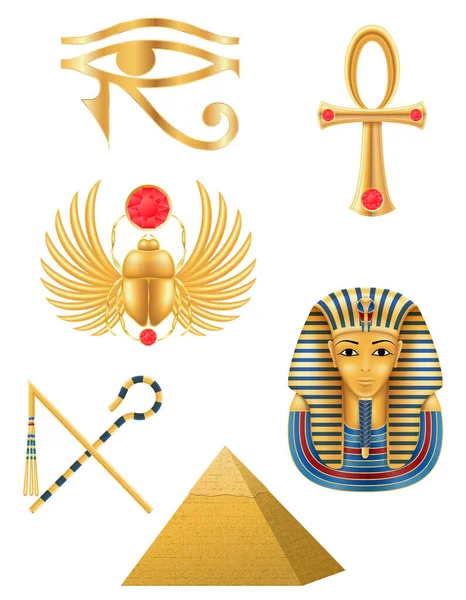 在白色背景上孤立的古代埃及矢量图解的符号 — 图库矢量图片