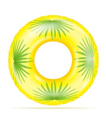 Denizde yüzmek için şişirilebilir kauçuk halka ya da beyaz arkaplanda izole edilmiş havuz vektör çizimi