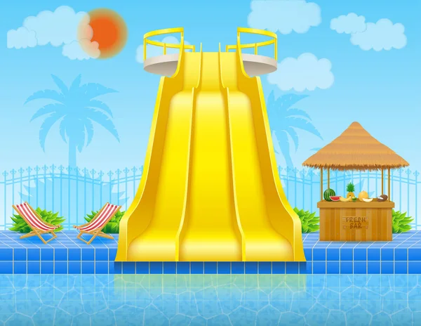 Plastic Waterglijbaan Het Aquapark Vector Illustratie Geïsoleerd Witte Achtergrond — Stockvector