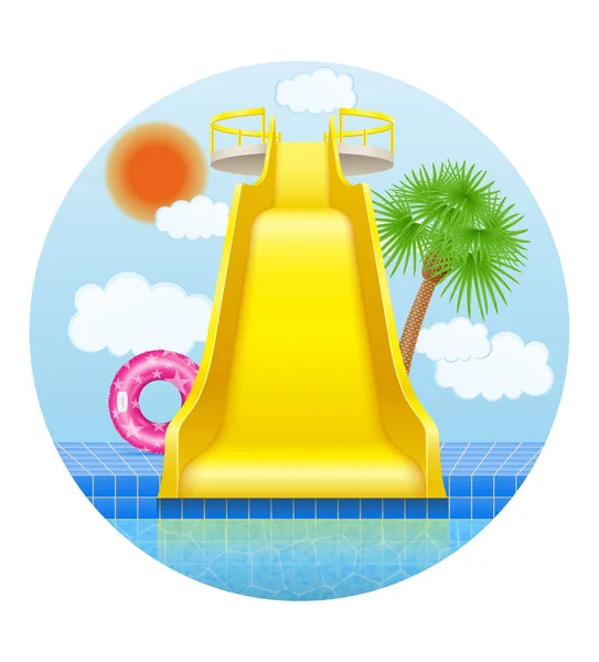 Plast Vattenrutschbana Aqua Park Vektor Illustration Isolerad Vit Bakgrund — Stock vektor