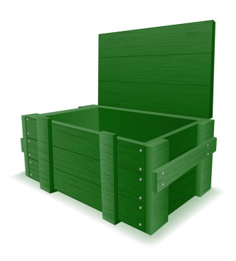 Ordu ahşap kutu silah ve mühimmat vektör çizimi beyaz arka planda izole