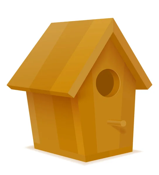 Birdhouse Birds Made Wood Vector Illustration Isolated White Background — Image vectorielle