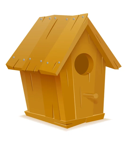 Birdhouse Birds Made Wood Vector Illustration Isolated White Background — Vetor de Stock
