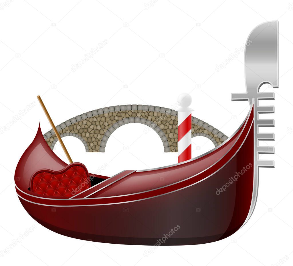 gondola traditional italian boat in venice vector illustration isolated on white background