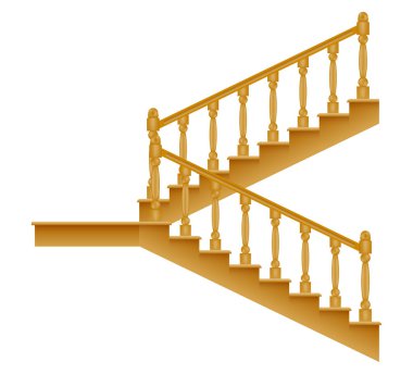 stairs for the house inside to the second floor made of wooden vector illustration isolated on white background