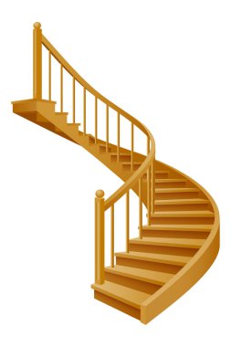 stairs for the house inside to the second floor made of wooden vector illustration isolated on white background