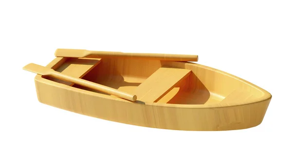 Kayu Boat Render Illustration Isolated White Background — Stok Foto