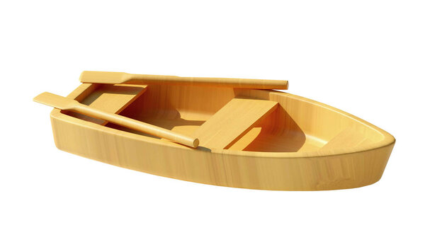 деревянная лодка 3D рендеринг иллюстрации изолированы на белом фоне