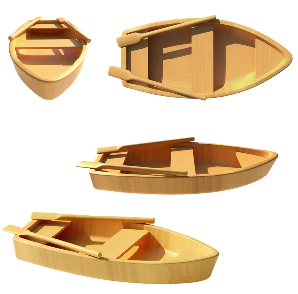 Holzboot Darstellung Darstellung Isoliert Auf Weißem Hintergrund — Stockfoto