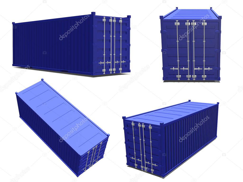 cargo container for the transport of goods 3d render illustration isolated on white background