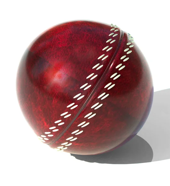 Leather Red Cricket Ball Render Illustration Isolated White Background — Fotografia de Stock