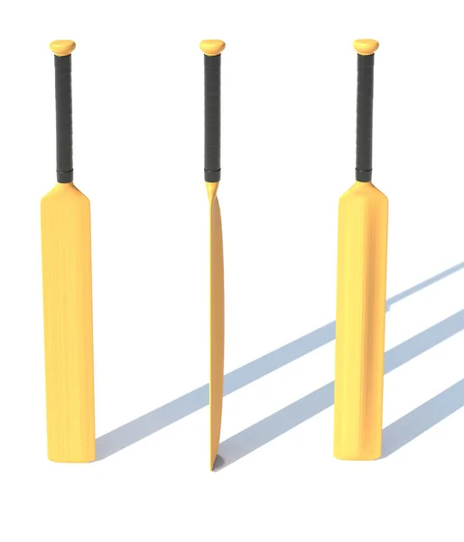 Wooden Cricket Bat Render Illustration Isolated White Background — Fotografia de Stock