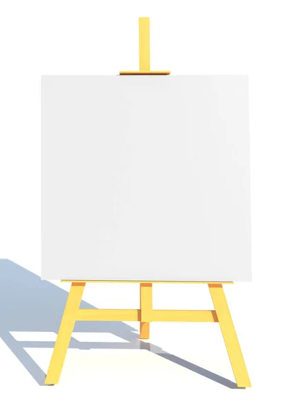 Wooden Easel White Canvas Render Illustration Isolated White Background — Stock fotografie