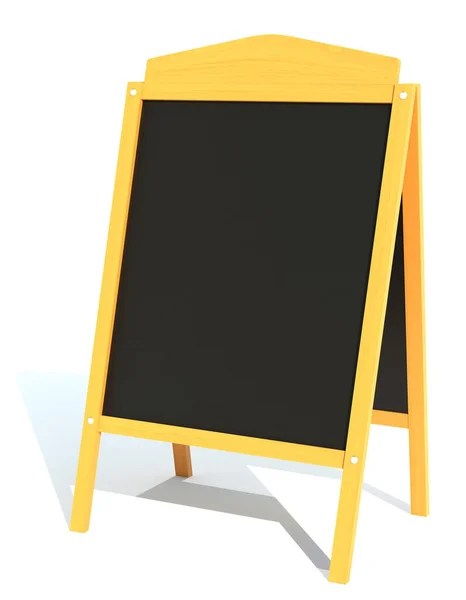 Wooden Black Board Menu Render Illustration Isolated White Background — 图库照片