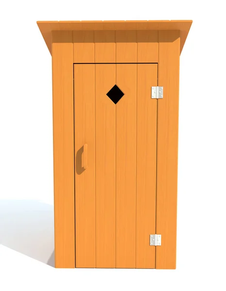 Ländliche Außentoilette Aus Holz Renderillustration Isoliert Auf Weißem Hintergrund — Stockfoto