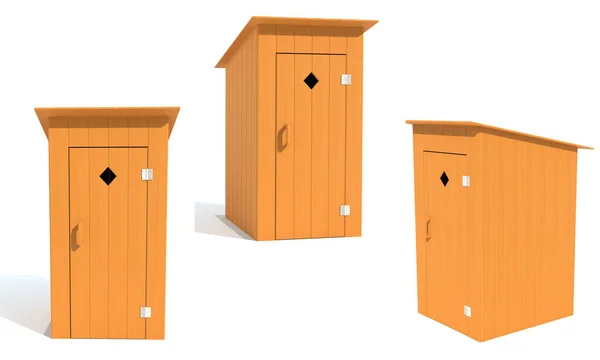 Rural Outdoor Toilet Made Wood Render Illustration Isolated White Background — ストック写真