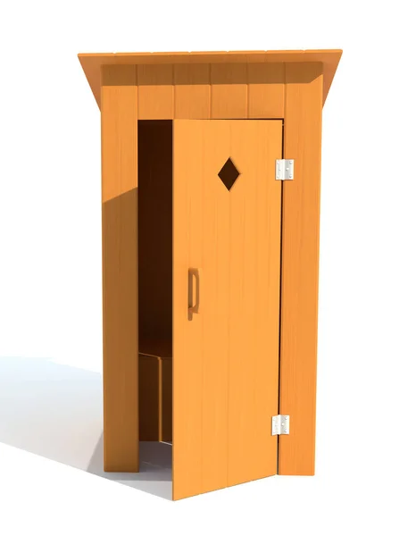 Rural Outdoor Toilet Made Wood Render Illustration Isolated White Background —  Fotos de Stock