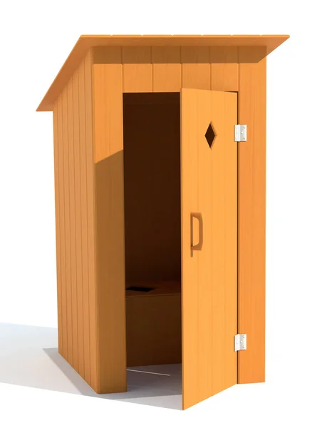 Rural Outdoor Toilet Made Wood Render Illustration Isolated White Background — Stock Photo, Image