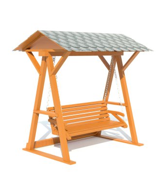 Bahçe ahşap salıncak 3d görüntüleme beyaz arkaplan izole