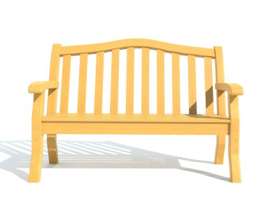 wooden garden park bench 3d render illustration isolated on white background