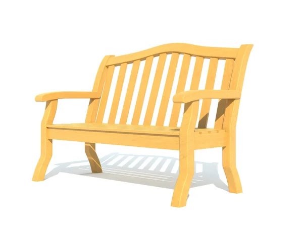 Wooden Garden Park Bench Render Illustration Isolated White Background —  Fotos de Stock