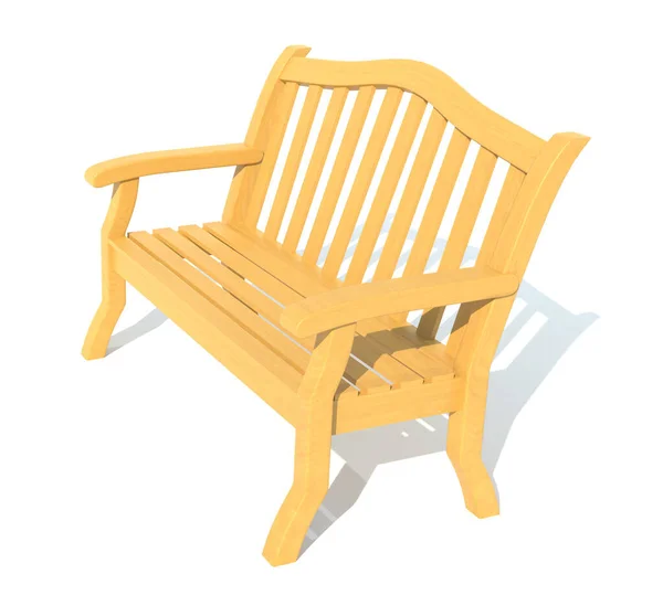 Wooden Garden Park Bench Render Illustration Isolated White Background — Stockfoto