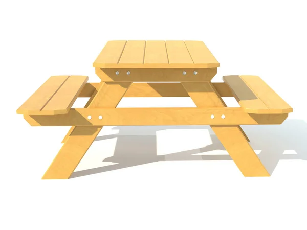 Benches Picnic Table Garden Park Render Illustration Isolated White Background — Zdjęcie stockowe