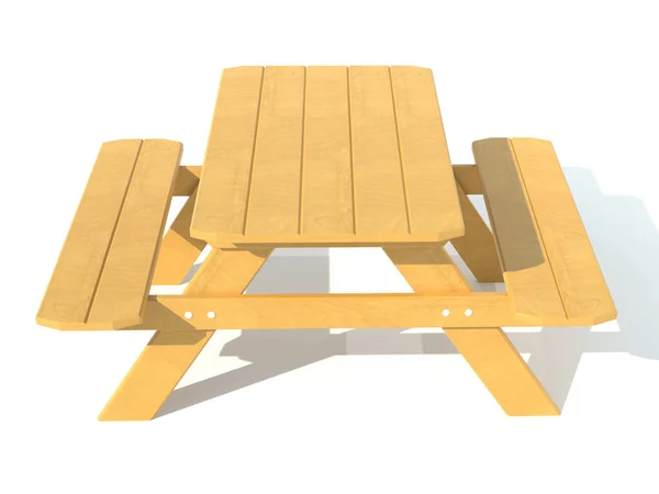 Benches Picnic Table Garden Park Render Illustration Isolated White Background —  Fotos de Stock