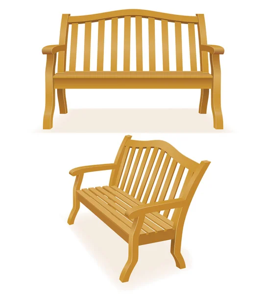 Wooden Garden Park Bench Vector Illustration Isolated White Background — Image vectorielle
