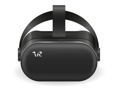 vr gözlük başlığı maskesi siyah arkaplanda izole edilmiş sanal gerçeklik vektör çizimi