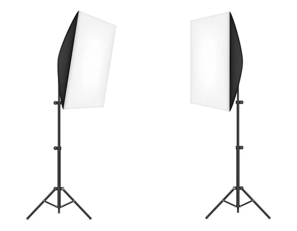 Softbox Med Blixt Stativ För Bild Studio Vektor Illustration Isolerad — Stock vektor